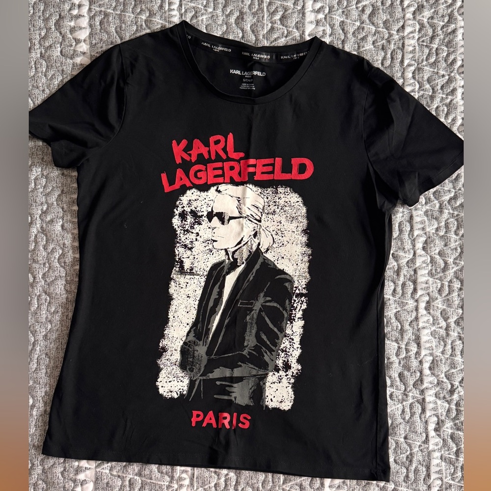 Karl Lagerfeld Black and Red Graphic Tee